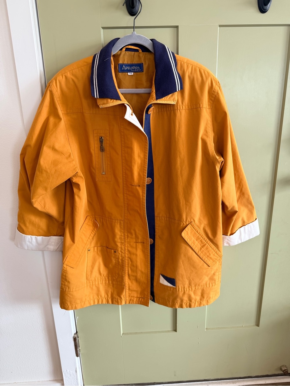 Women's Mustard Utility Jacket with Navy Trim